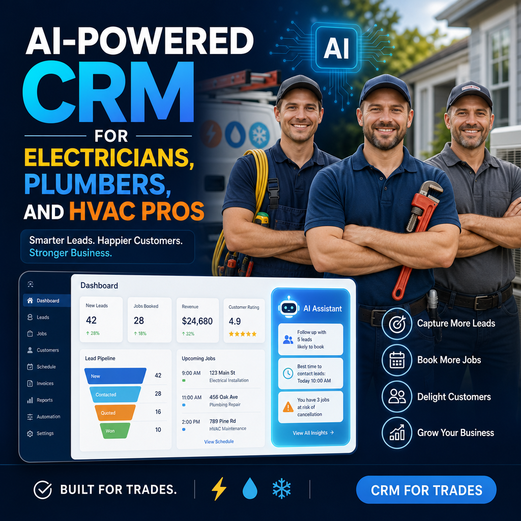 crm for trades illustration for AI-Powered CRM for Electricians, Plumbers, and HVAC Pros
