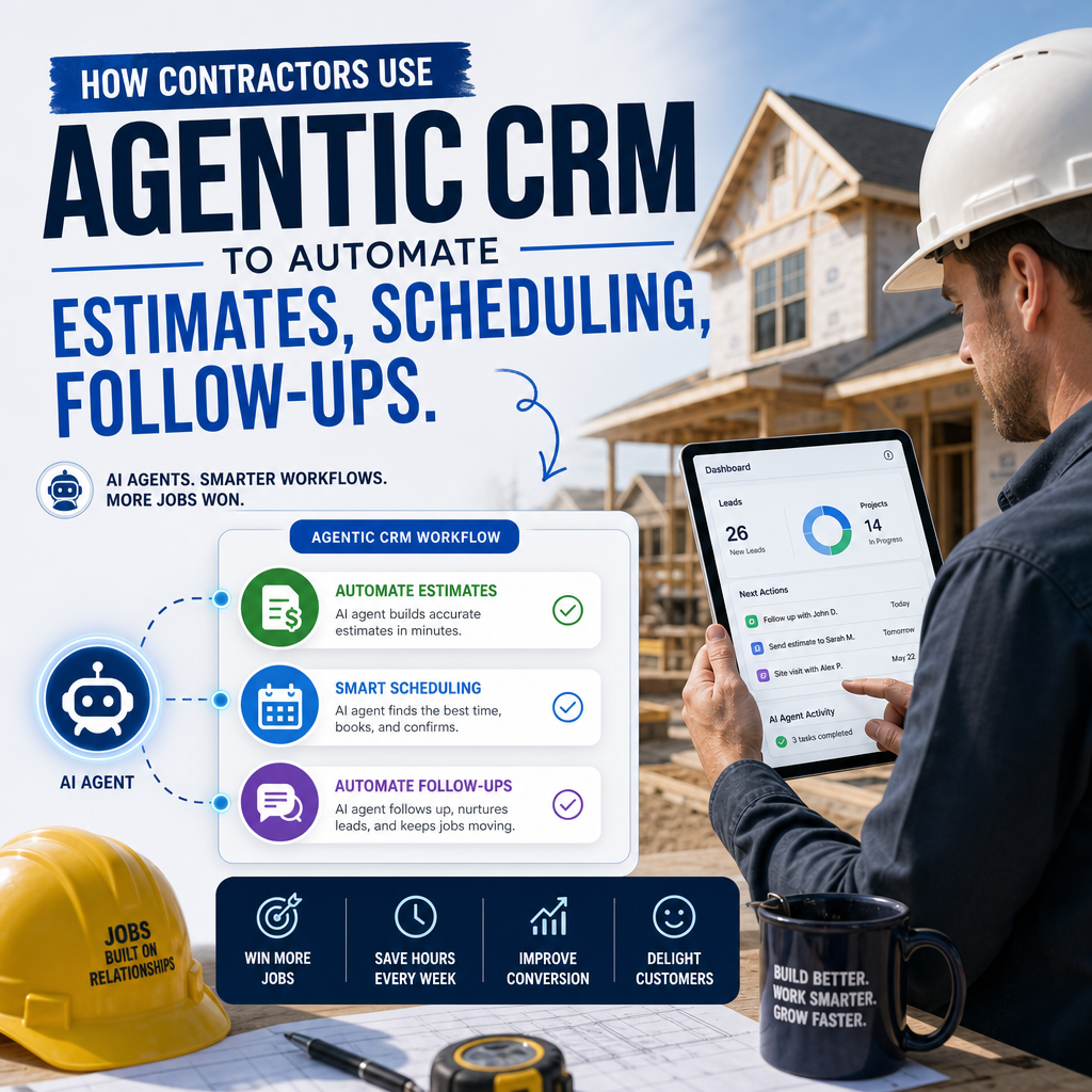 Illustration of How Contractors Use Agentic CRM to Automate Estimates, Scheduling, Follow-Ups