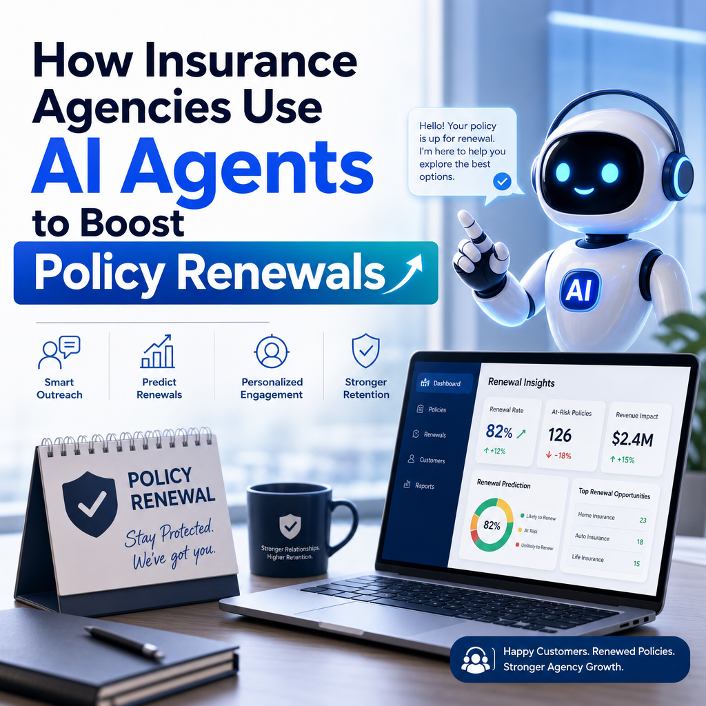 Illustration of How Insurance Agencies Use AI Agents to Boost Policy Renewals