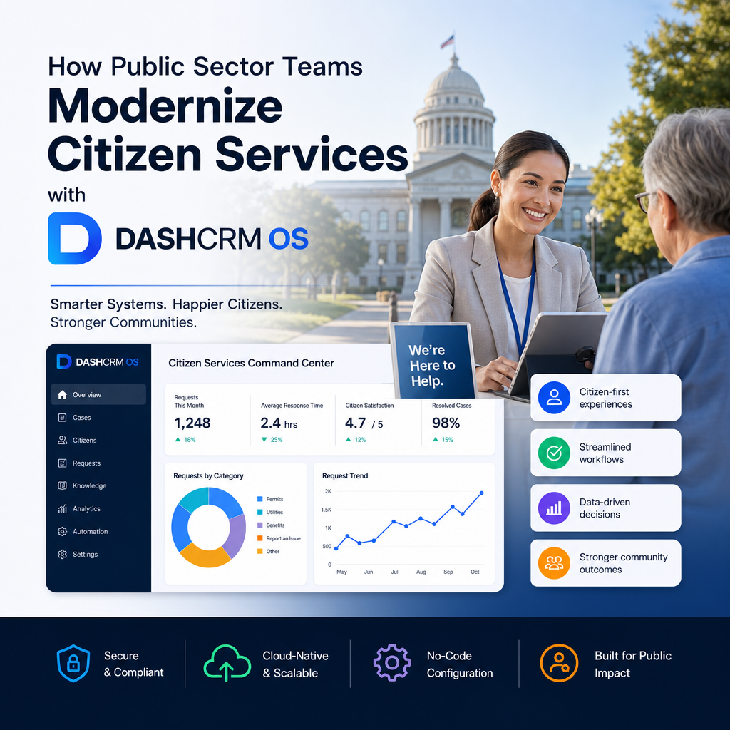 Illustration of How Public Sector Teams Modernize Citizen Services with DASHCRM OS