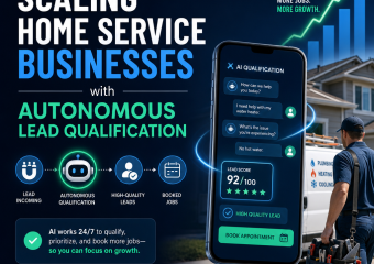 A digital illustration depicting the growth of a home service business using autonomous lead qualification technology.